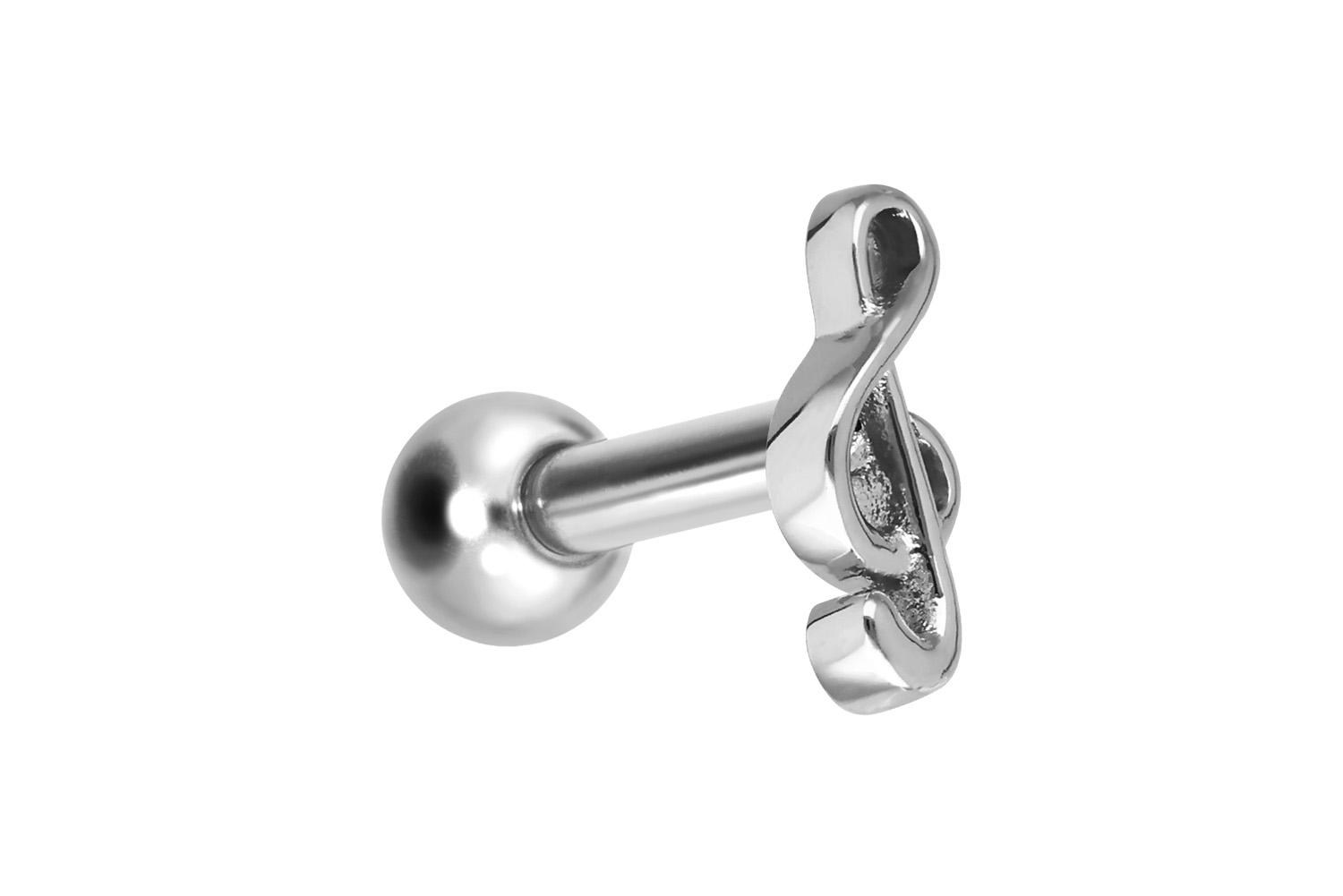 Titanium ear piercing with internal thread VIOLIN CLEF