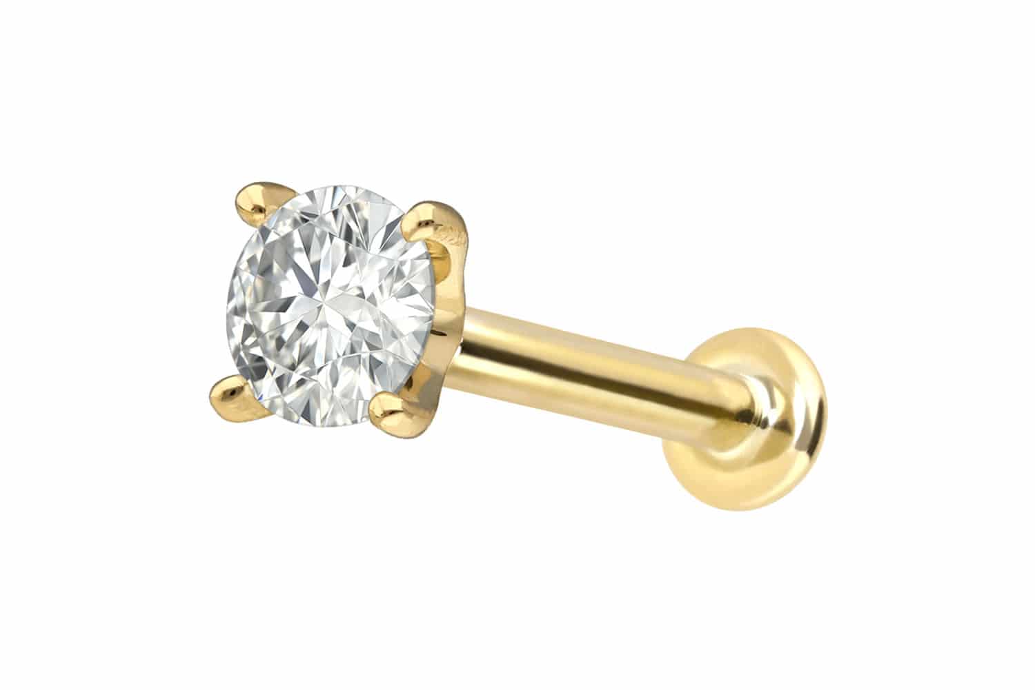 18 Karat Gold Labret mit Innengewinde DIAMANT