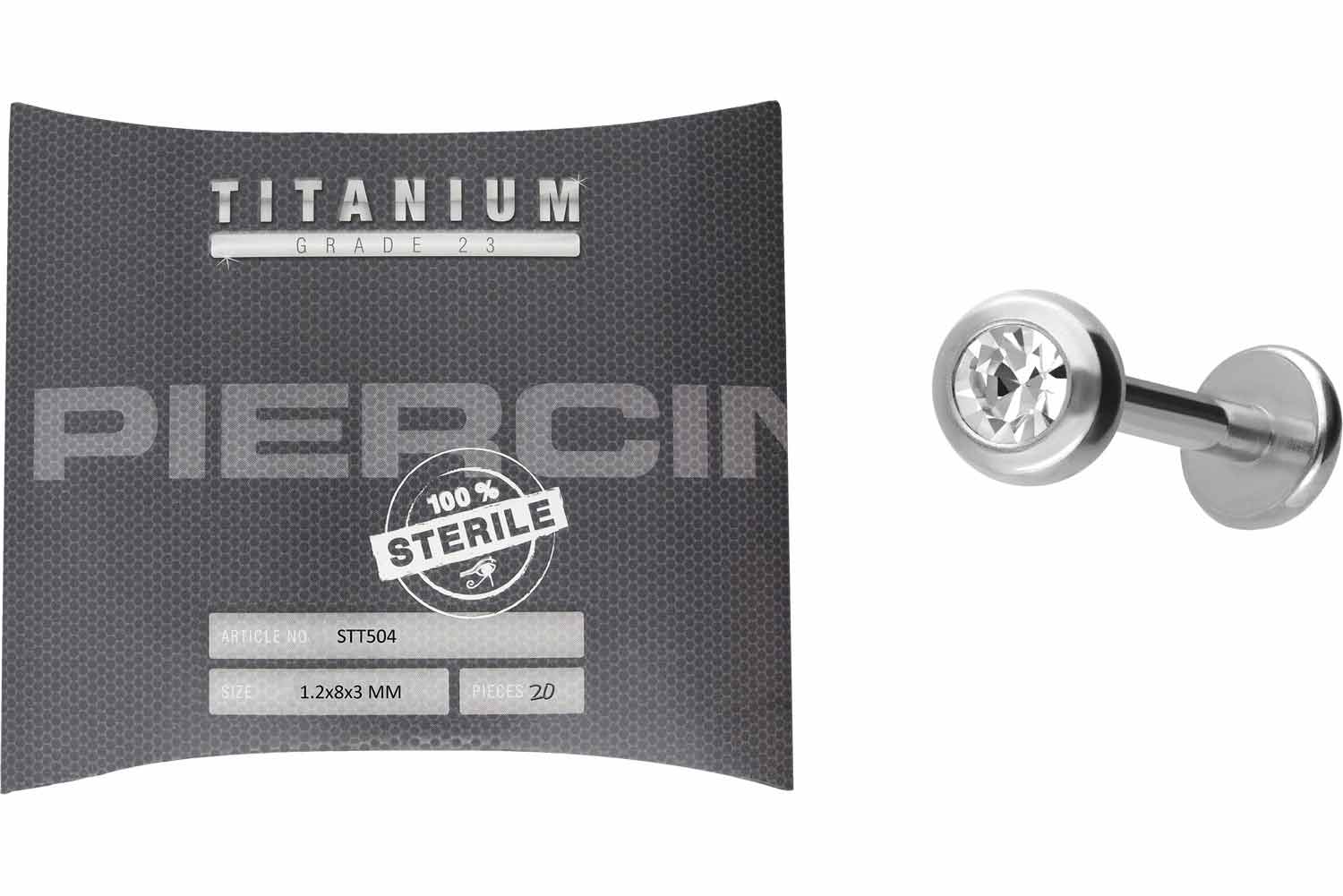 20er SET Sterilisiertes Titan Labret KRISTALL