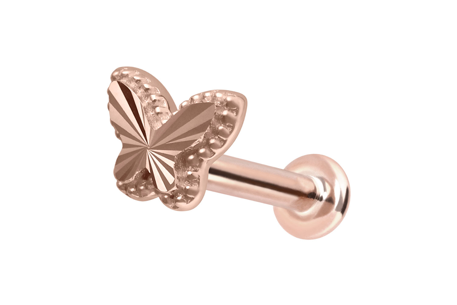 14 carat labret with internal thread BUTTERFLY