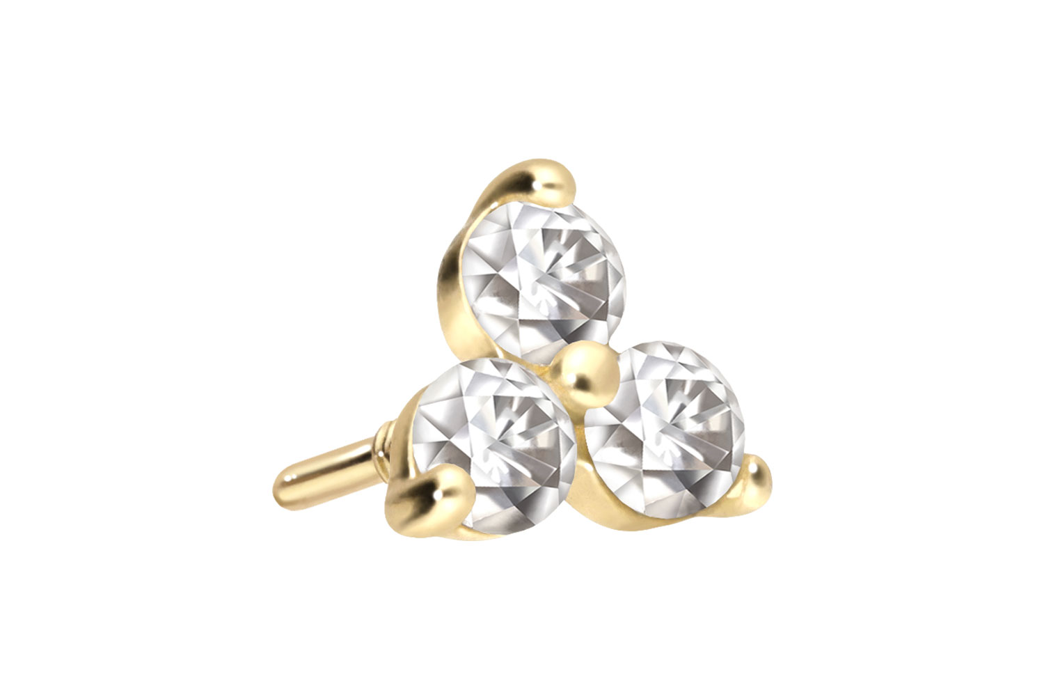 14 carat gold screw-in attachment with external thread MOISSANITE FLOWER