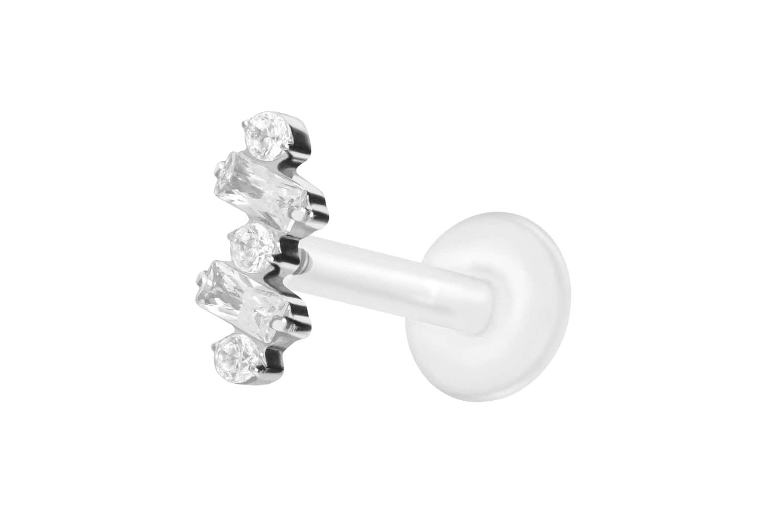PTFE Labret mit Innengewinde + Titan-Aufsatz EINGEFASSTE KRISTALLE
