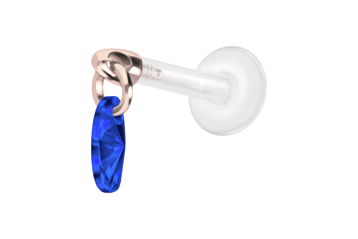 PTFE labret with internal thread + titanium attachment CRYSTAL OVAL