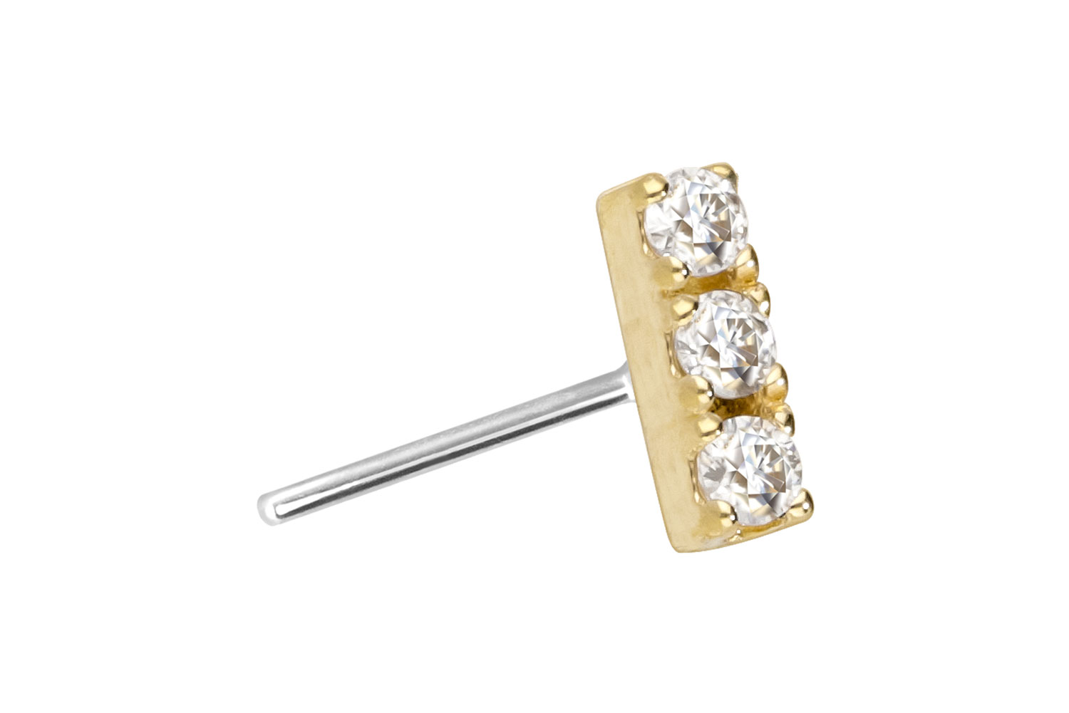 14 Karat Gold Aufsatz mit Titan Push Pin MOISSANIT-BALKEN