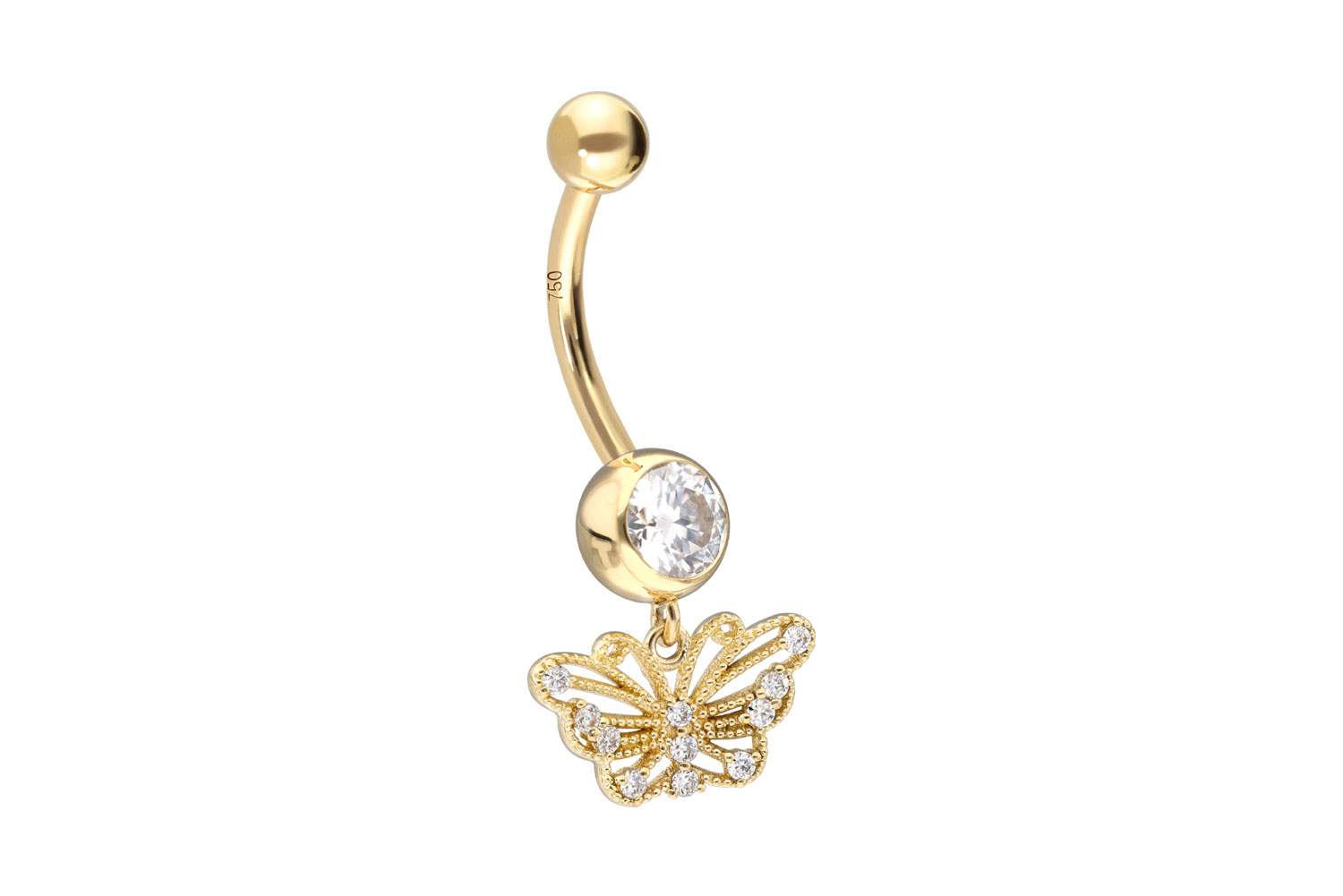18 carat gold bananabell MOISSANITES + BUTTERFLY