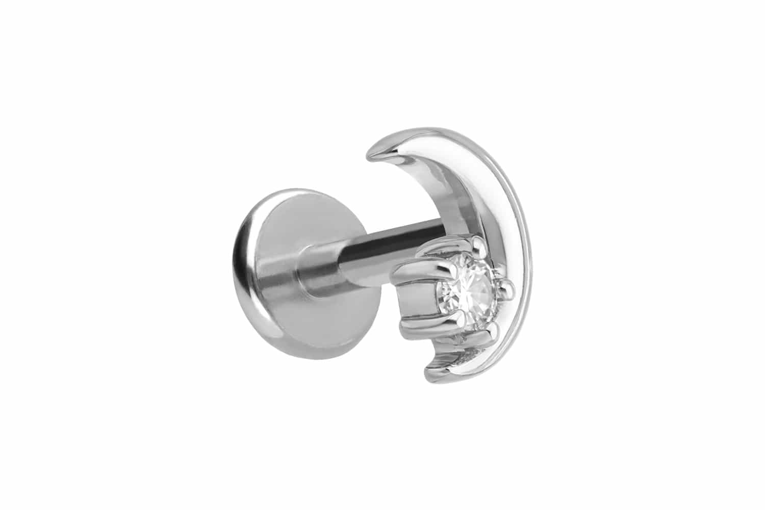 Titanium labret with internal thread + 925 silver attachment MOISSANITE + MOON