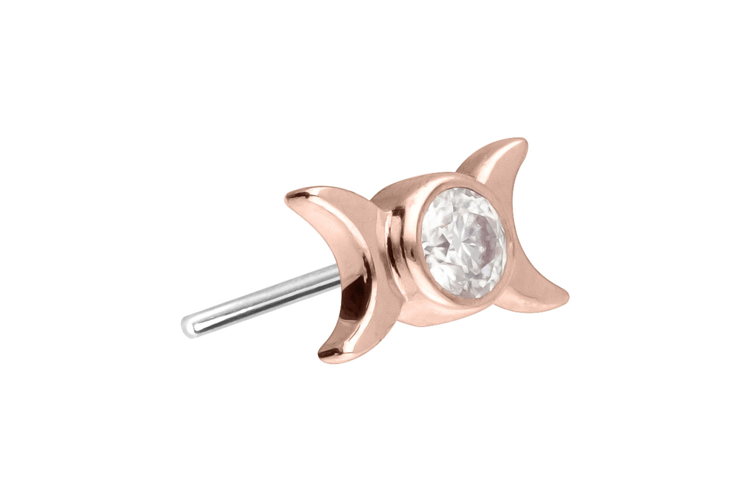 14 Karat Gold Aufsatz mit Titan Push Pin MOISSANIT + 2 MONDE