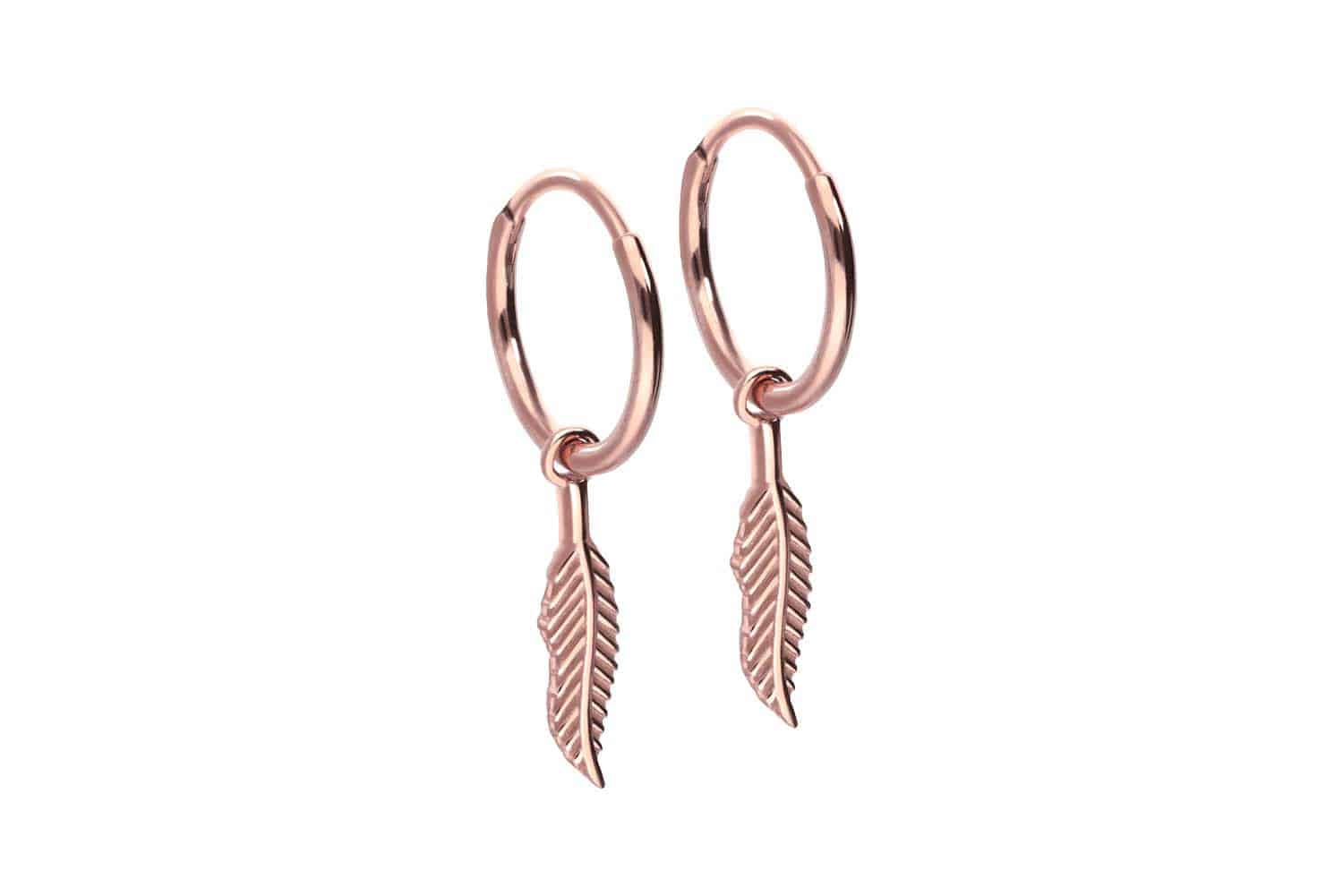 Surgical steel ear clicker creoles FEATHER