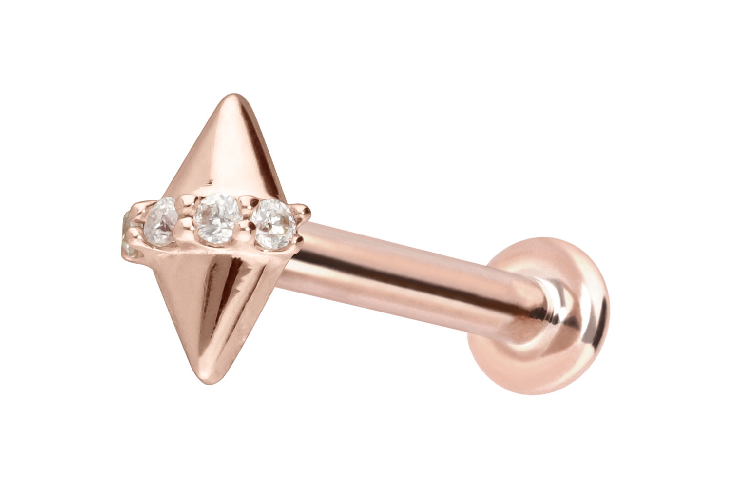 14 carat labret with internal thread MOISSANITE + 2 SPIKES