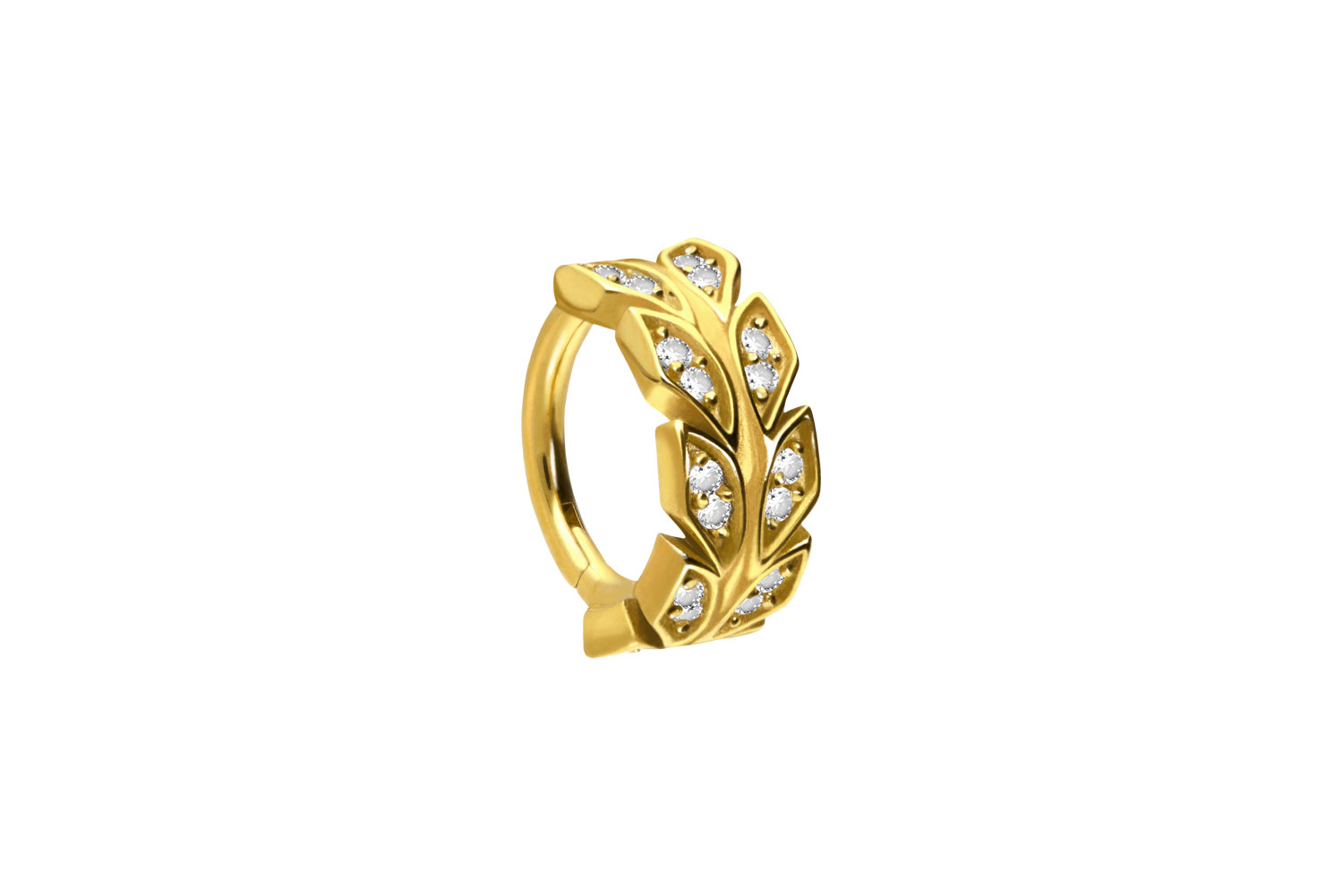 Surgical steel segment ring clicker CRYSTAL LEAVES