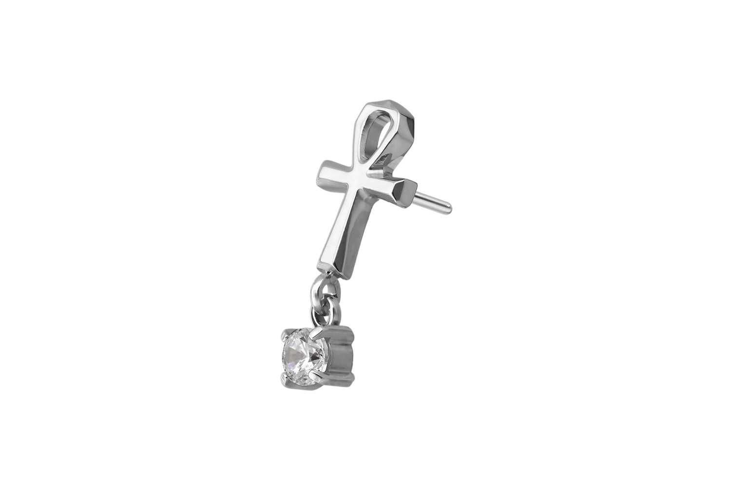 Titanium attachment with push pin ANKH + CRYSTAL