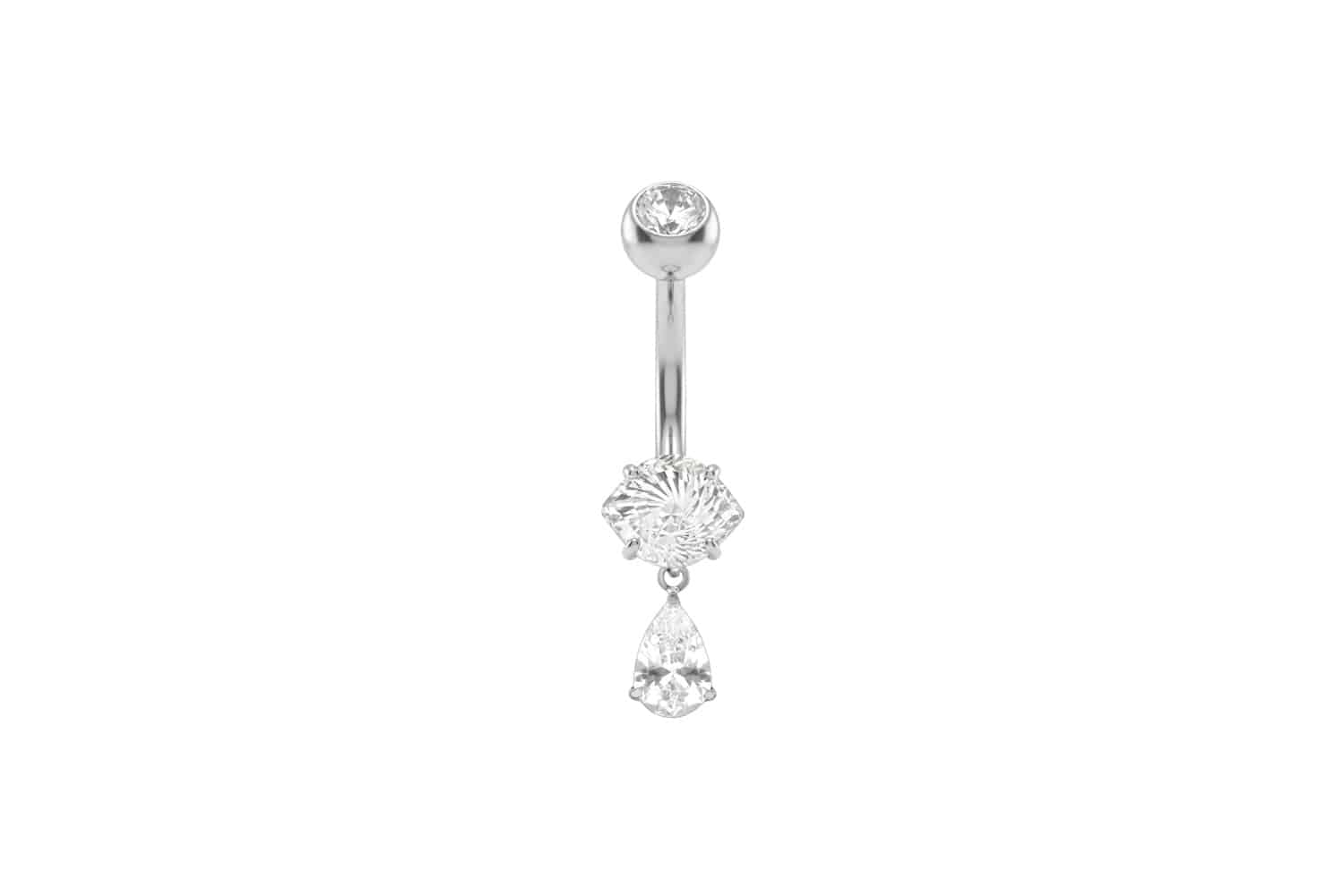 Titanium bananabell with internal thread CRYSTAL EYE + CRYSTALDROP