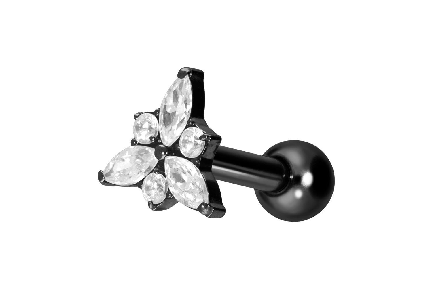 Titan Ohrpiercing mit Innengewinde KRISTALLBLÜTE