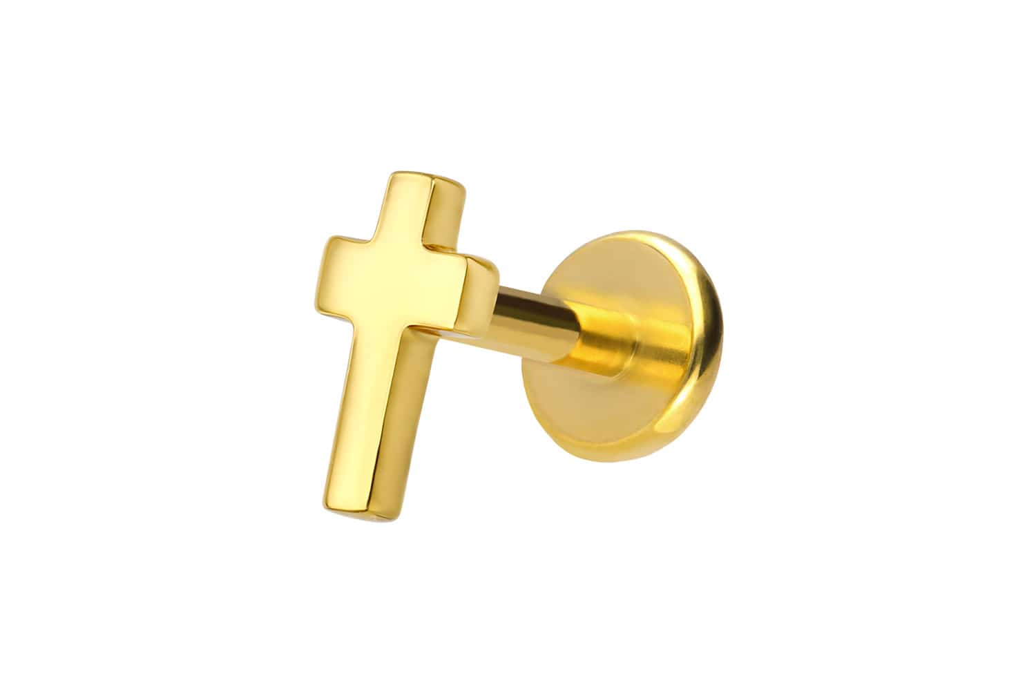Titanium labret with internal thread + 925 silver attachment CROSS