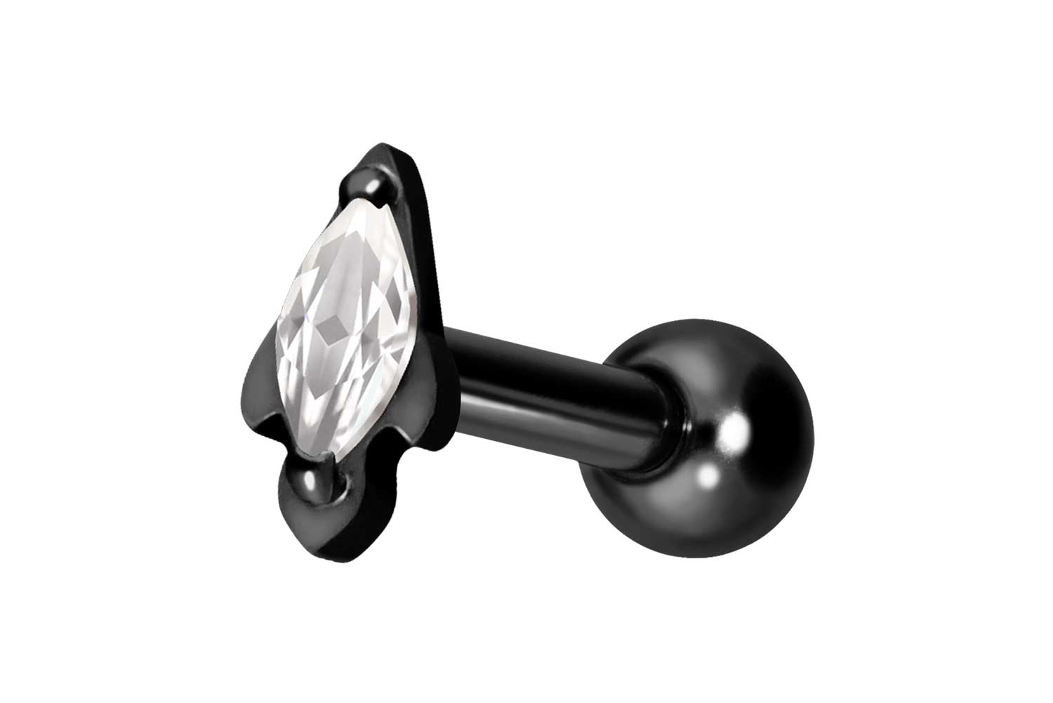 Titanium ear piercing with internal thread CRYSTAL ROCKET