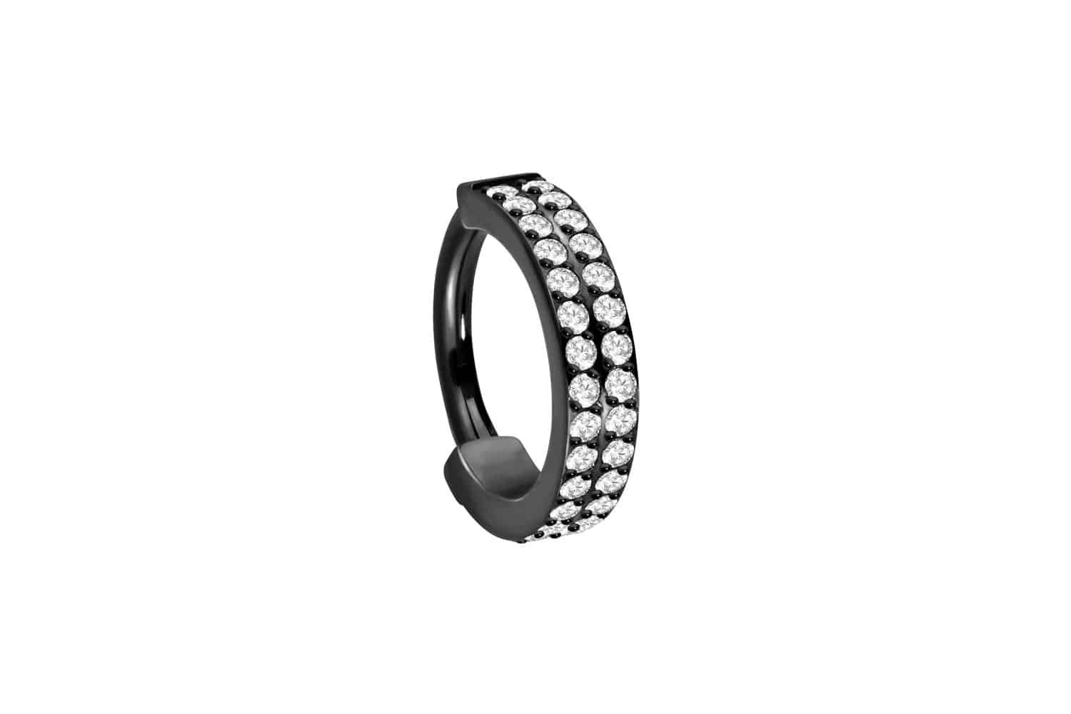 Titan Segmentring Clicker ZWEI EINGEFASSTE KRISTALLREIHEN