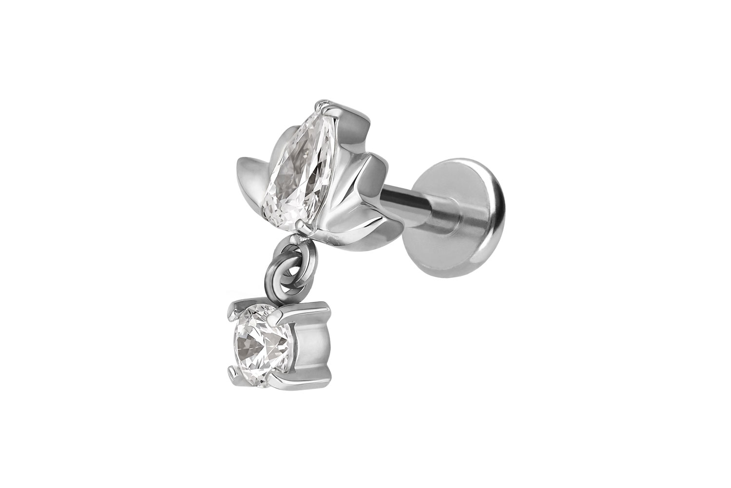 Titan Labret mit Push Fit LOTUSBLÜTE + KRISTALL