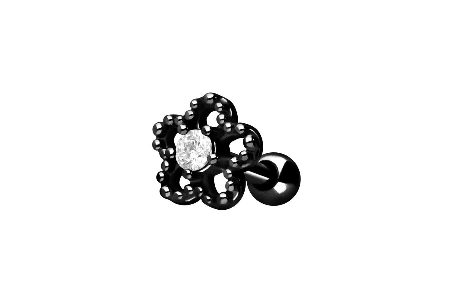 Chirurgenstahl Ohrpiercing BLUME + KRISTALL