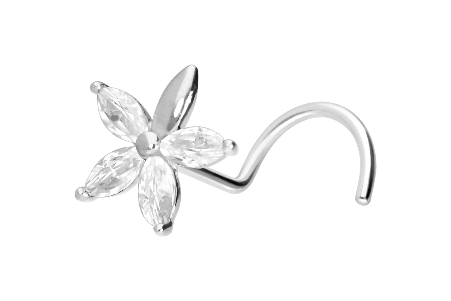 14/18 Karat Gold Nasenstecker Spirale MOISSANIT-BLUME