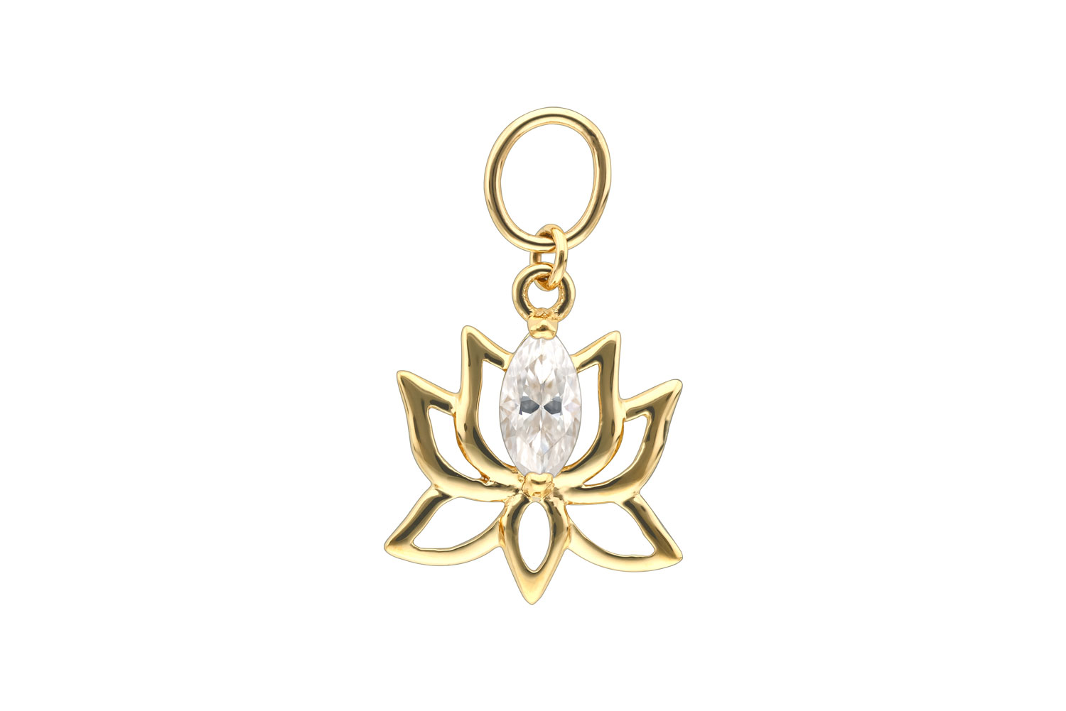 18 carat gold pendant for clickers MOISSANITE + LOTUS BLOSSOM