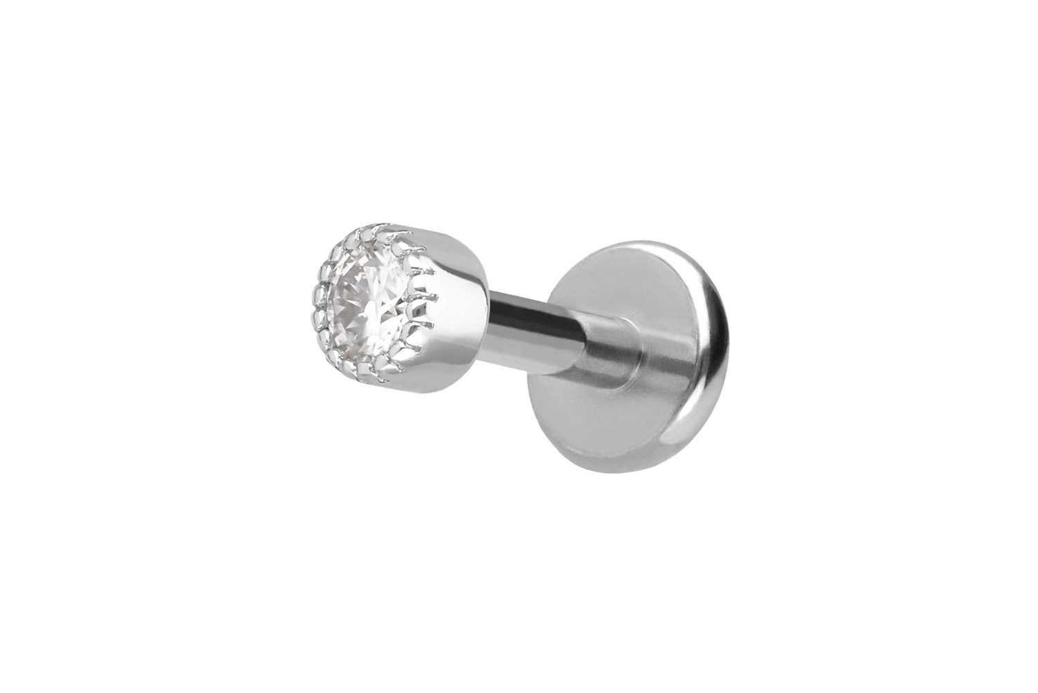 Titan Labret mit Innengewinde + 925er Silber Aufsatz MOISSANIT-DISC