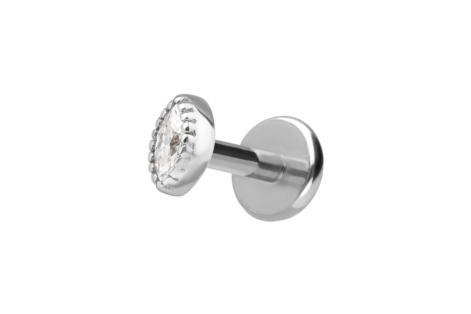 Titan Labret mit Innengewinde + 925er Silber Aufsatz MOISSANIT-OVAL