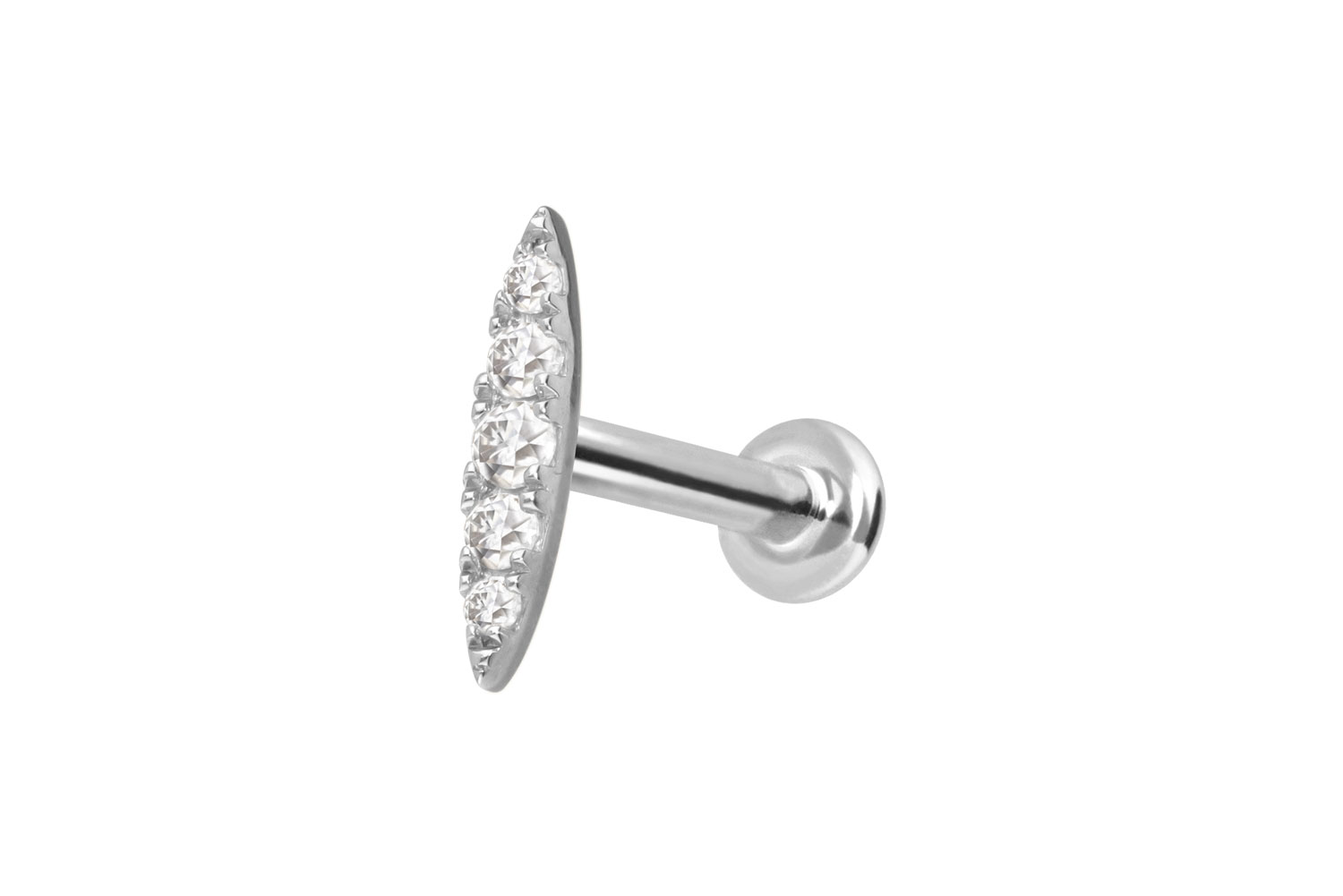 14 carat labret with internal thread MOISSANITE-OVAL