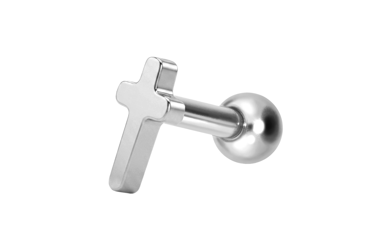Titan Ohrpiercing mit Innengewinde KREUZ