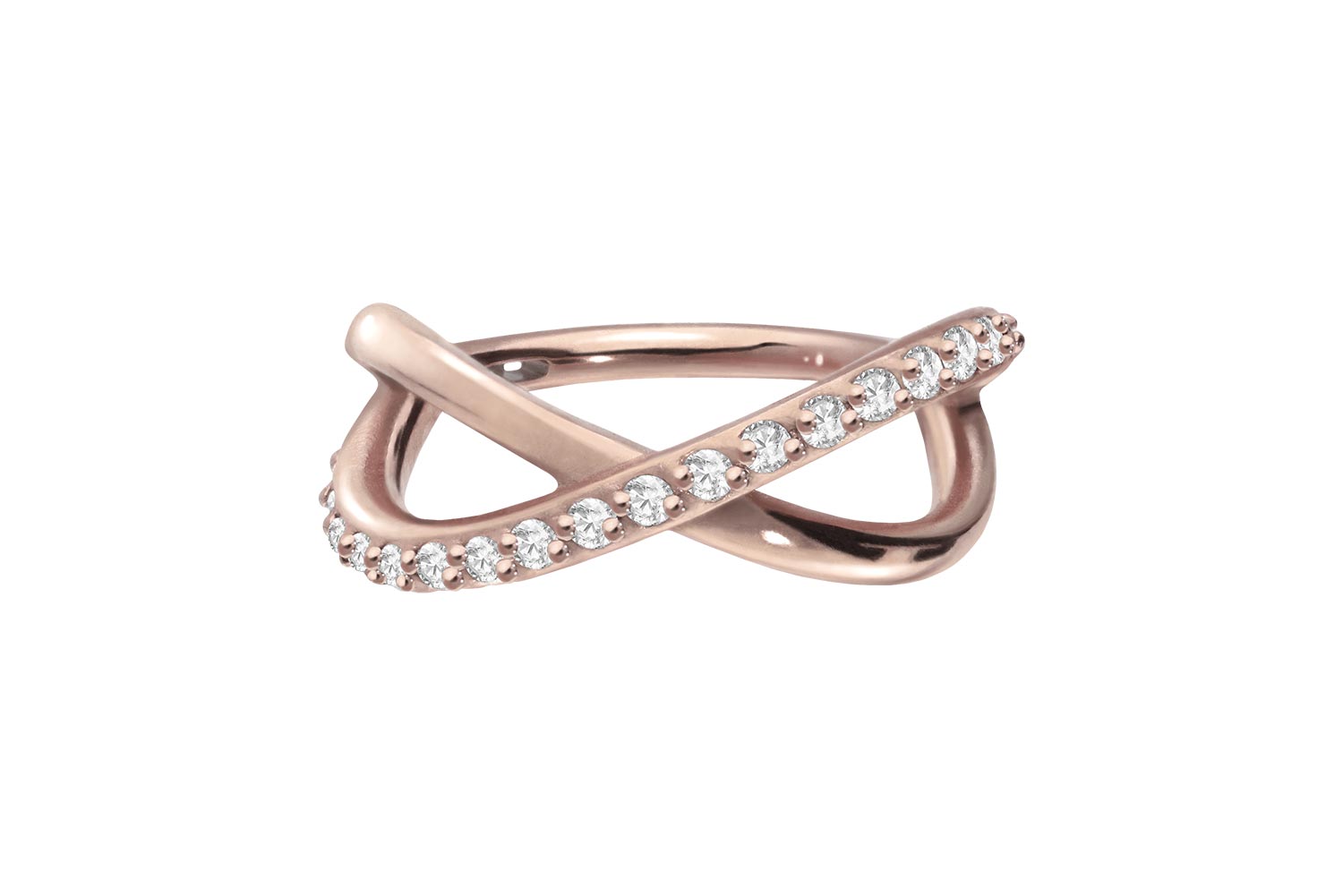 Surgical steel segment ring clicker INFINITY + SETTED CRYSTALS
