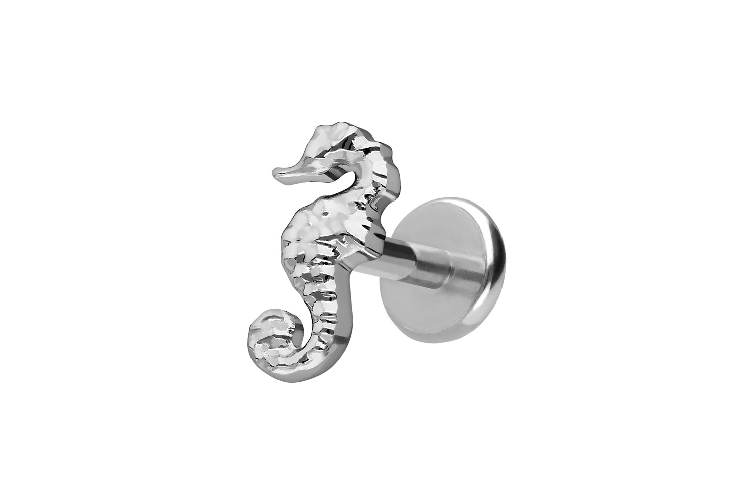 Titanium labret with push fit SEAHORSE