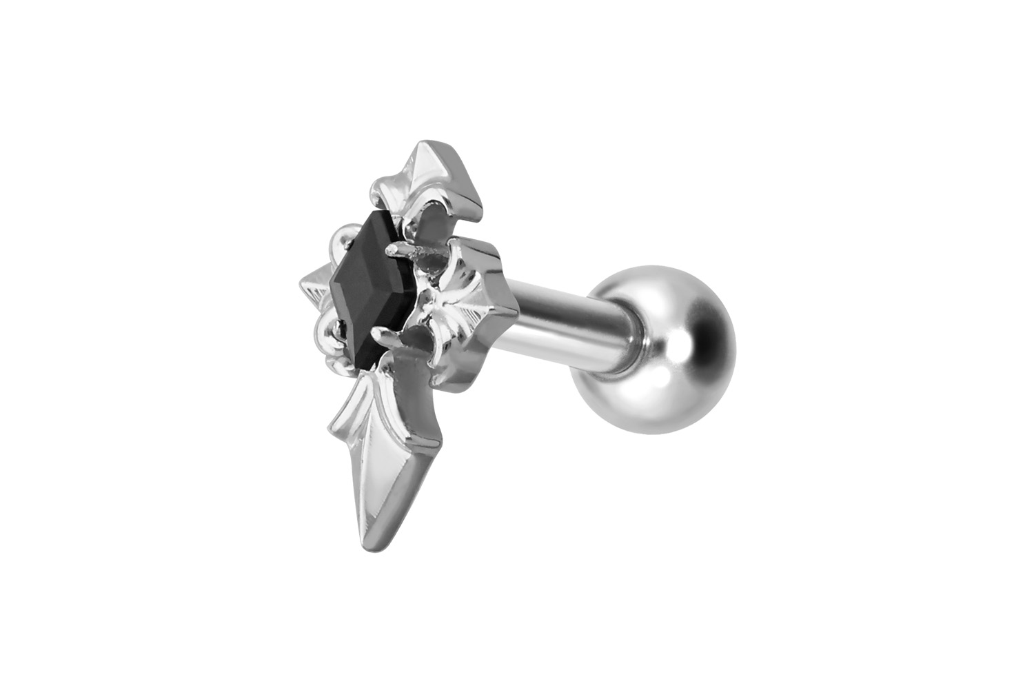 Titanium ear piercing with internal thread CROSS