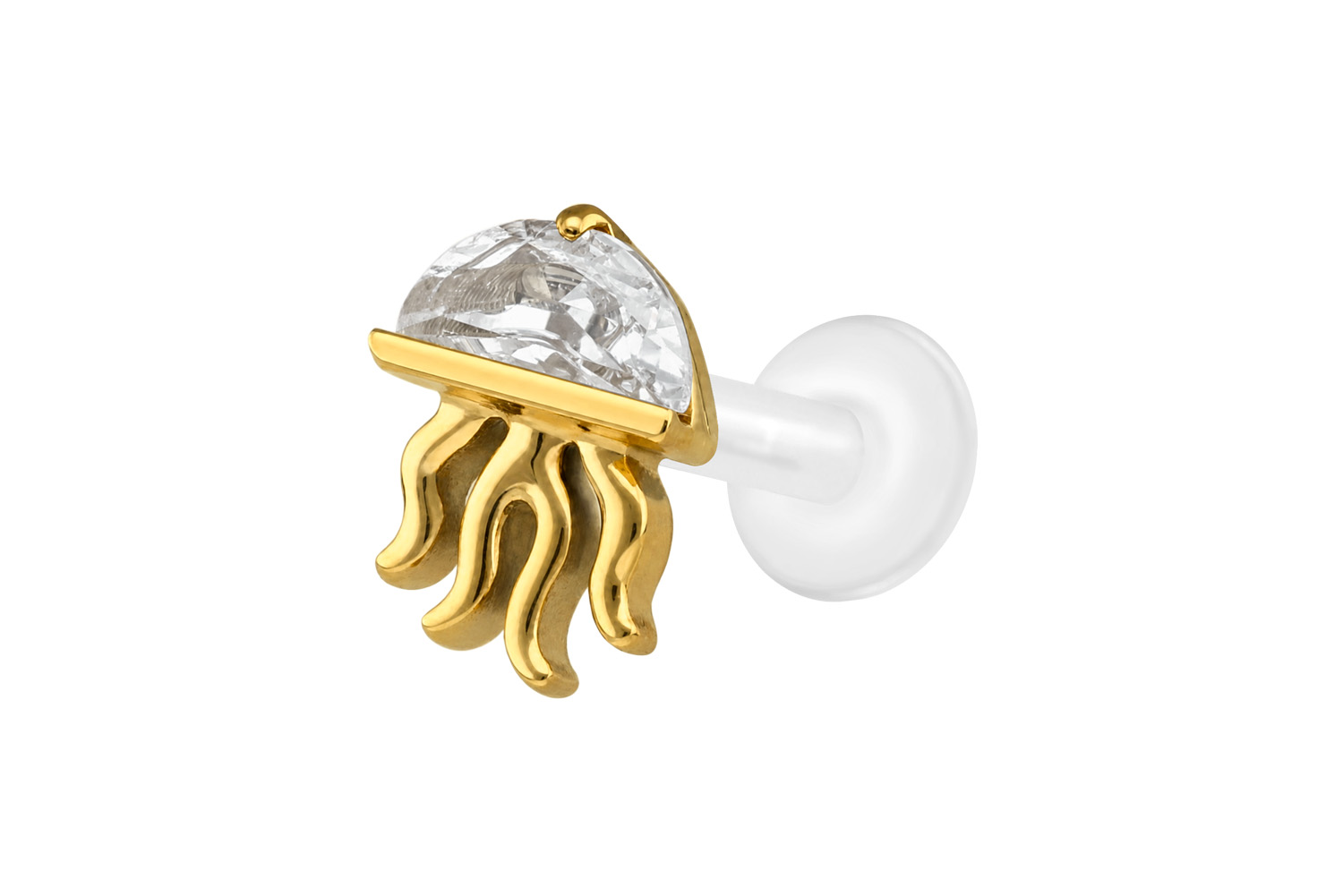 PTFE Labret mit Innengewinde + Titan-Aufsatz QUALLE