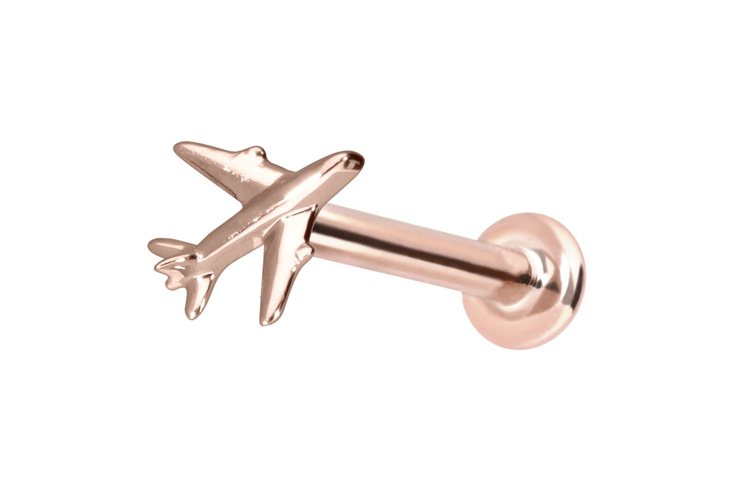 14 Karat Gold Labret mit Innengewinde FLUGZEUG