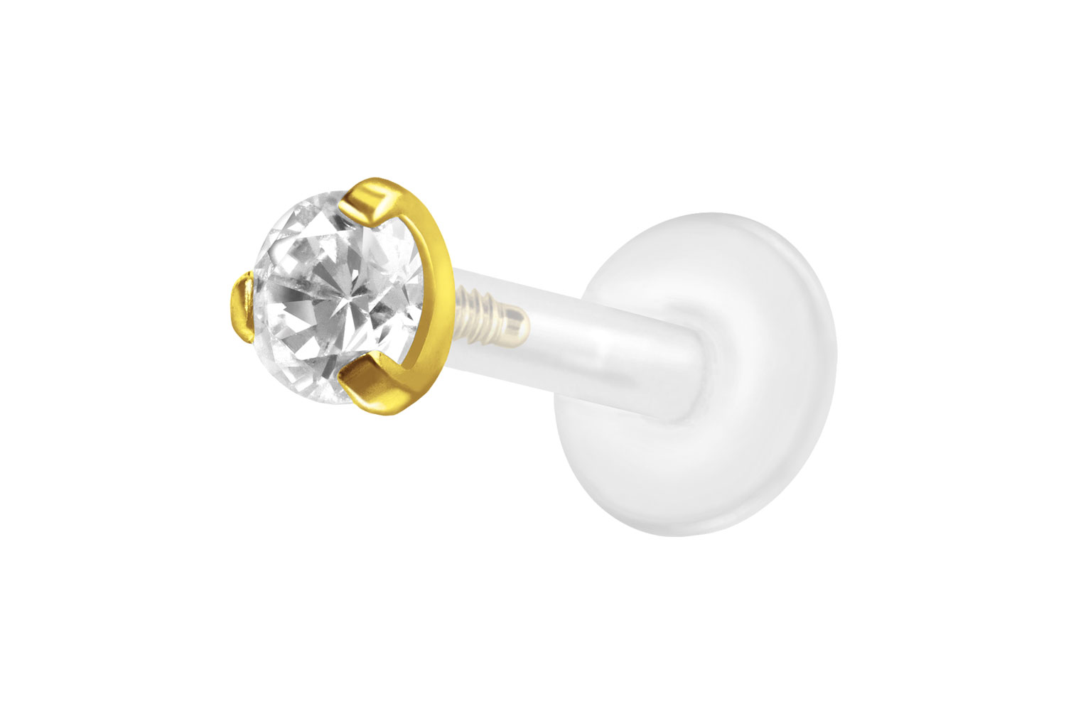 PTFE Labret mit Innengewinde + Titan-Aufsatz EINGEFASSTER KRISTALL