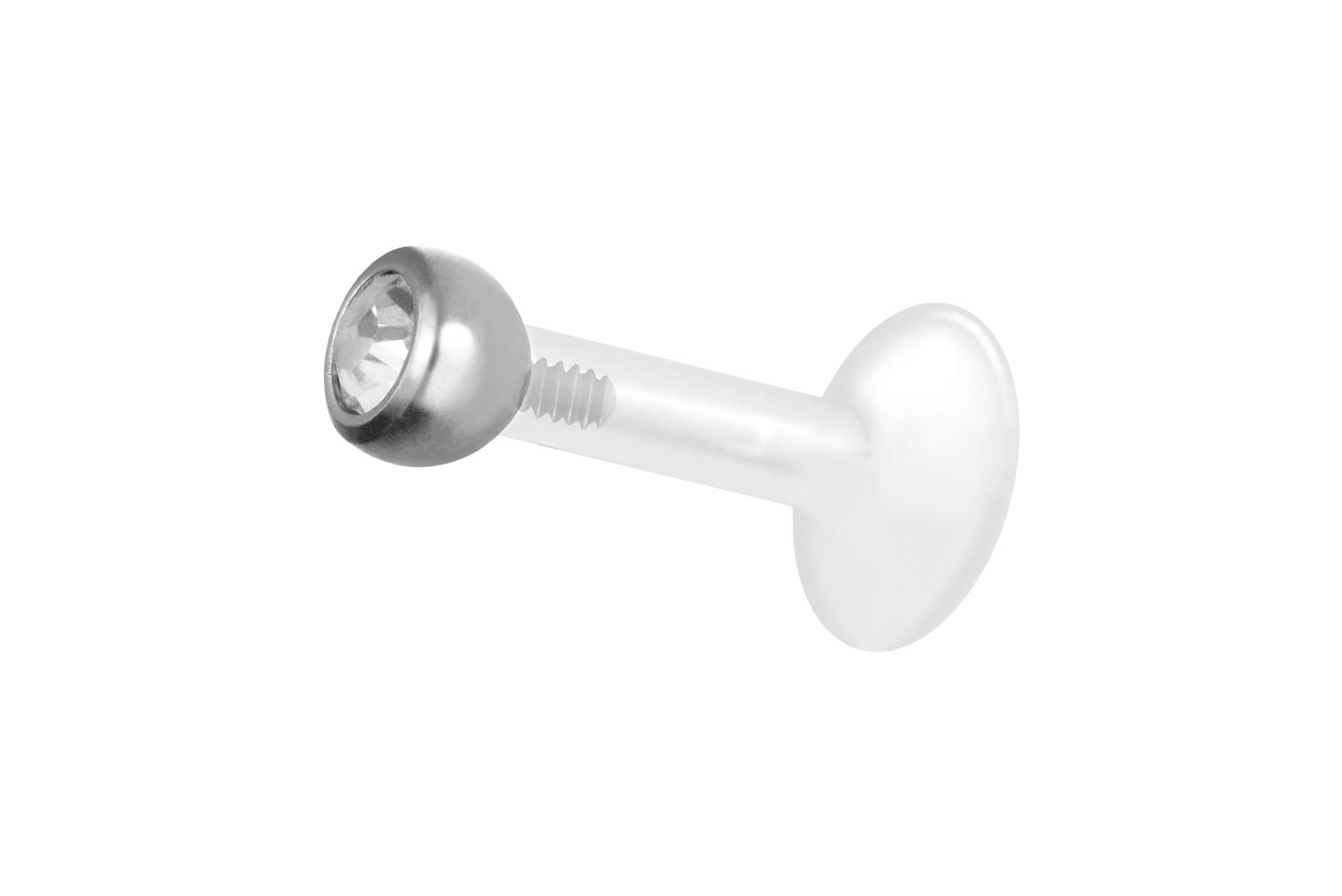 PTFE Labret mit Innengewinde + Titan-Aufsatz KRISTALL