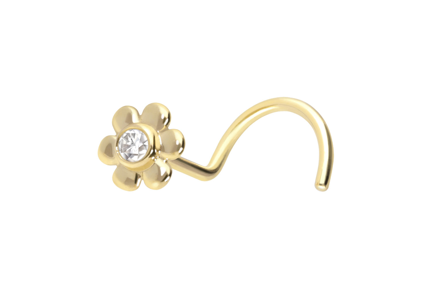 14/18 Karat Gold Nasenstecker Spirale MOISSANIT + BLUME