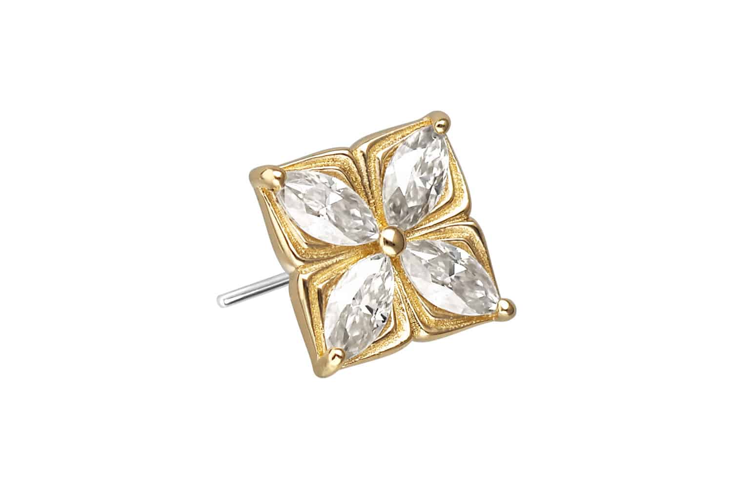 14 carat gold attachment with titanium push pin MOISSANITE FLOWER