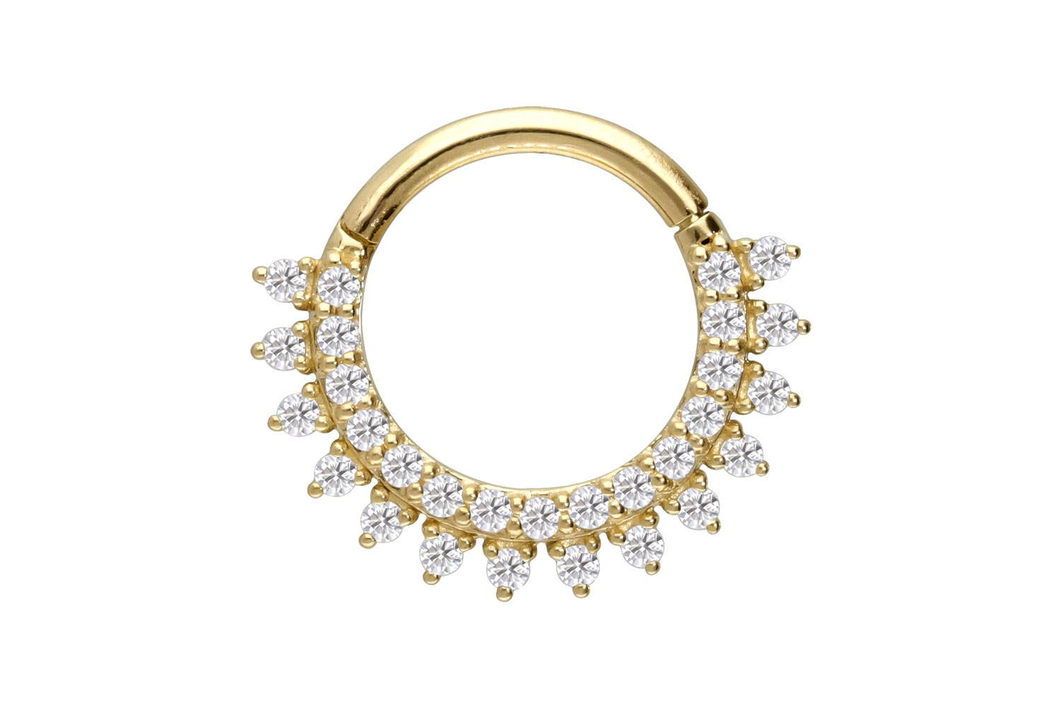14/18 carat gold segment ring clicker SET MOISSANITES
