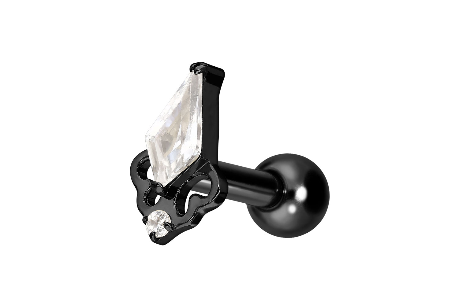 Titanium ear piercing with internal thread CRYSTAL SHIELD