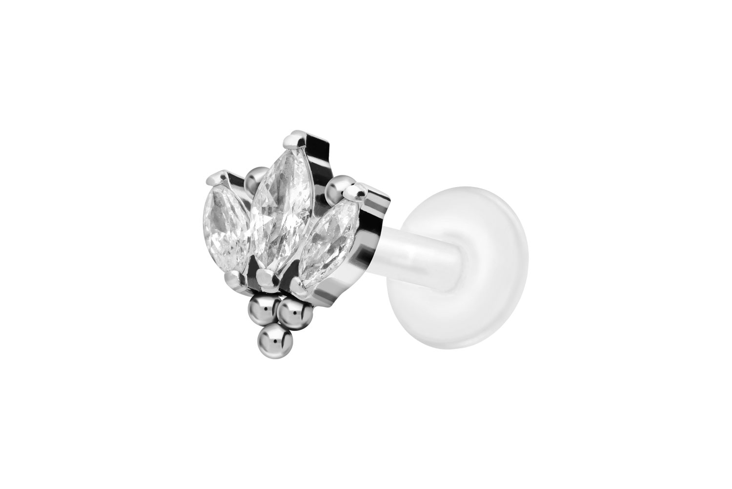 PTFE Labret mit Innengewinde + Titan-Aufsatz LOTUSBLÜTE + KUGELN