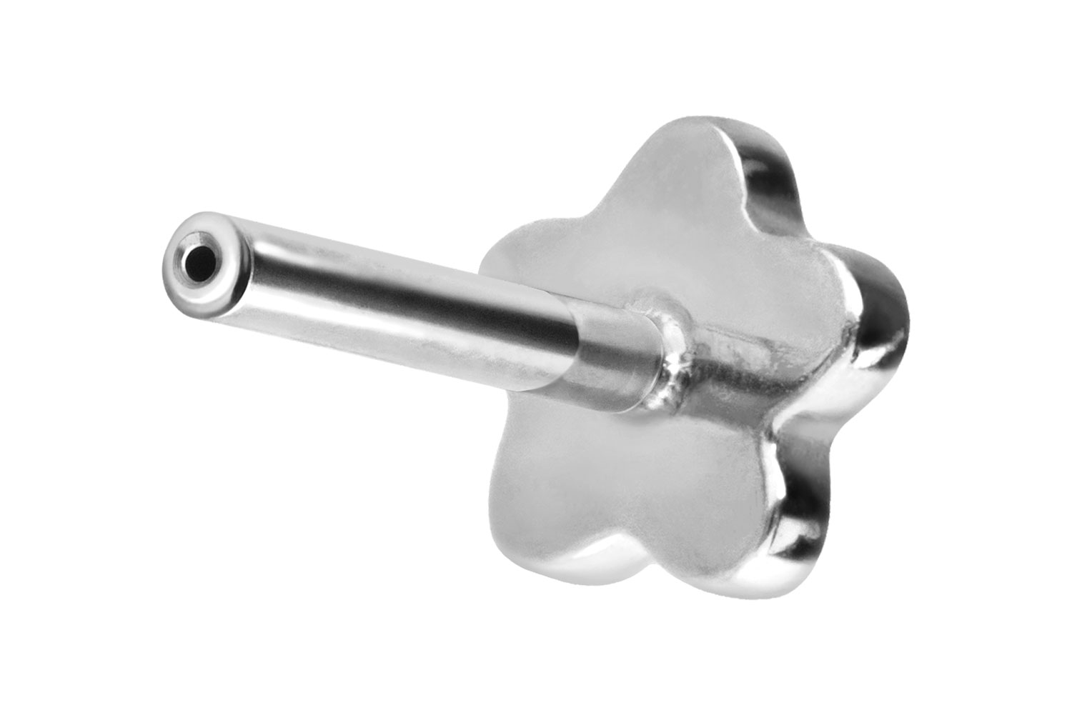 Titanium labret with push fit without ball FLOWER