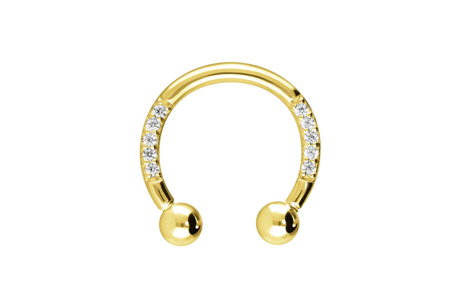 18 Karat Gold Hufeisenring EINGEFASSTE KRISTALLE