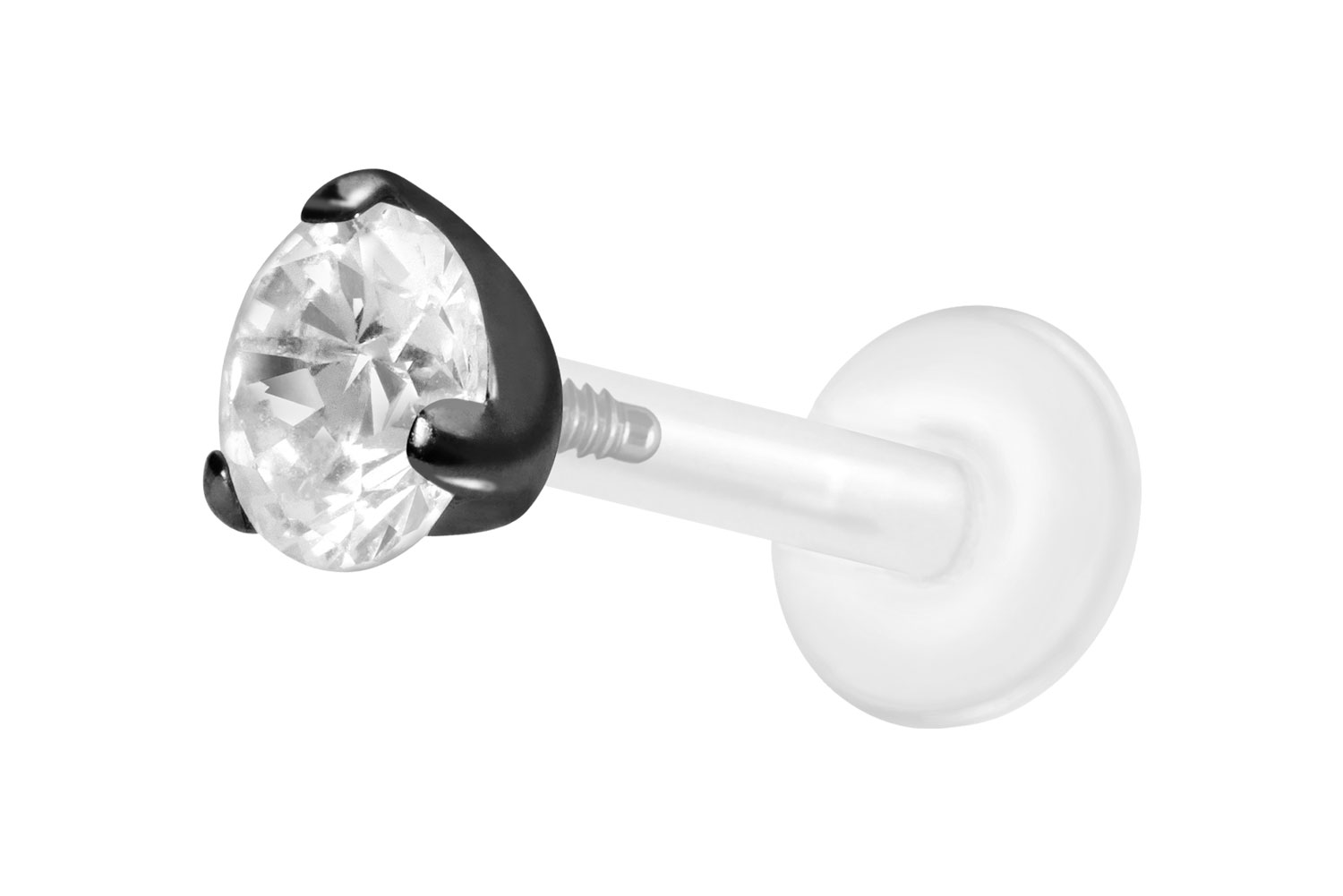 PTFE Labret mit Innengewinde + Titan-Aufsatz EINGEFASSTER KRISTALL