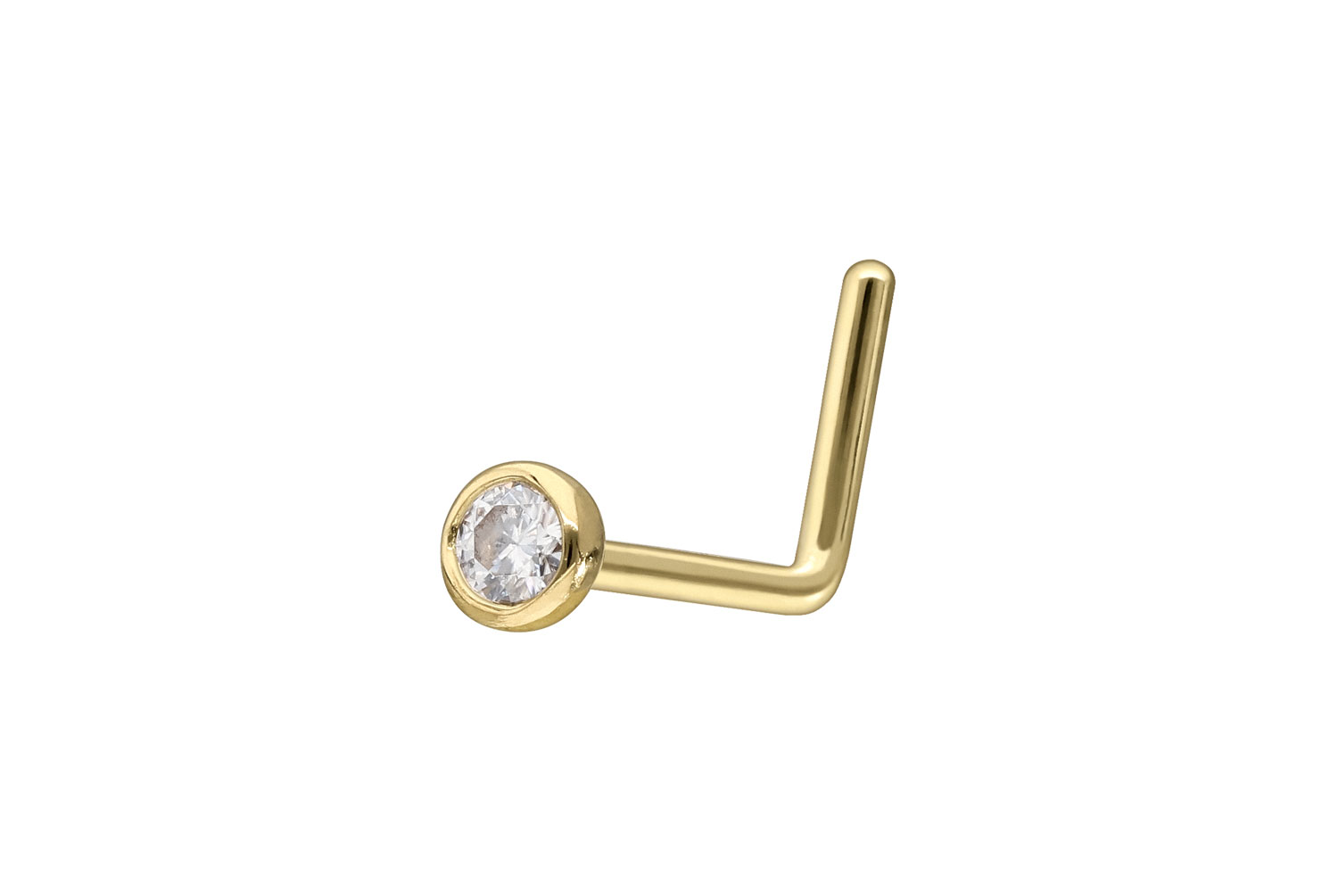 14/18 Karat Gold Nasenstecker L-Form EINGEFASSTER MOISSANIT