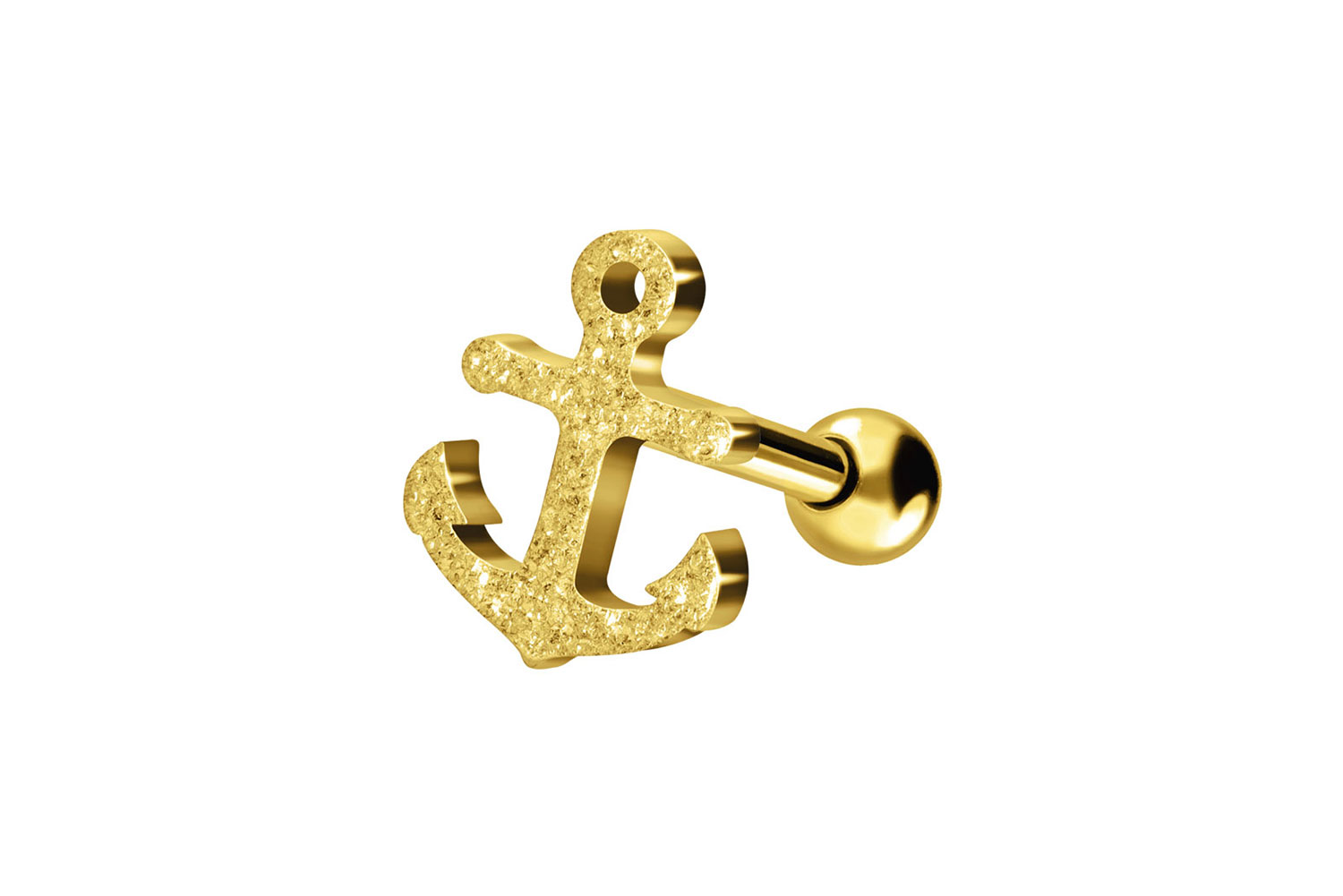 Surgical steel ear piercing ANCHOR + DIAMOND LOOK