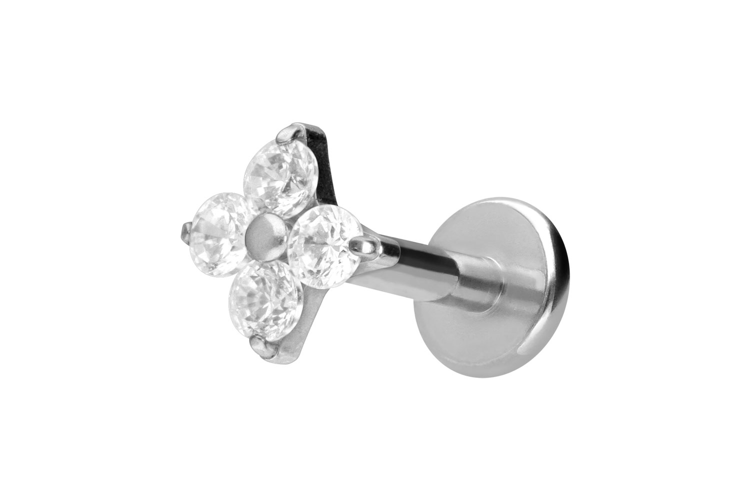 Titan Labret mit Innengewinde KRISTALLBLUME