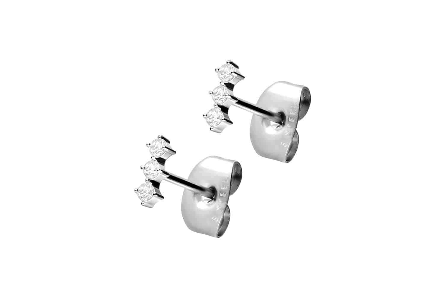 Chirurgenstahl Ohrstecker 3 KRISTALLE