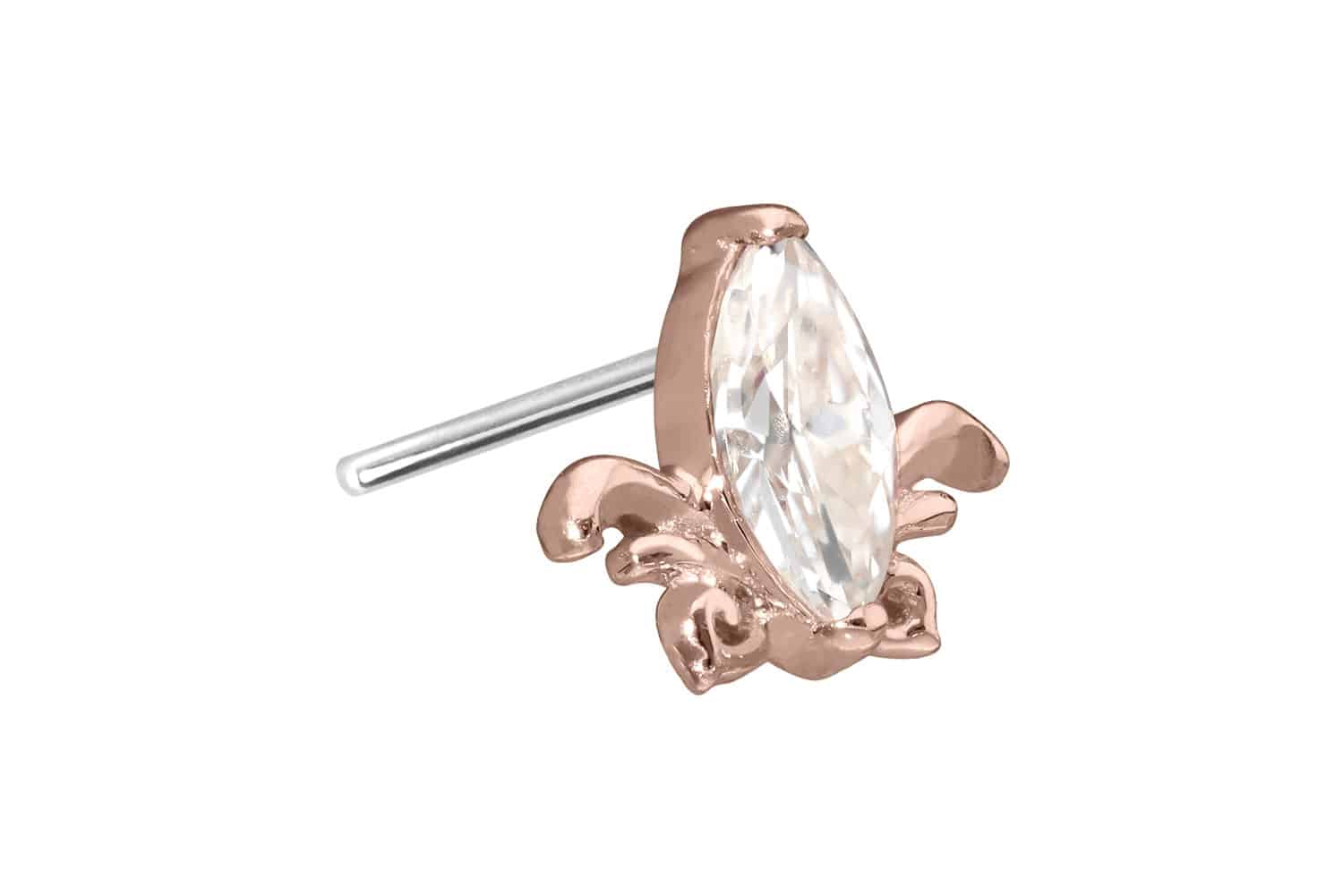 14 Karat Gold Aufsatz mit Titan Push Pin MOISSANIT-LOTUSBLÜTE