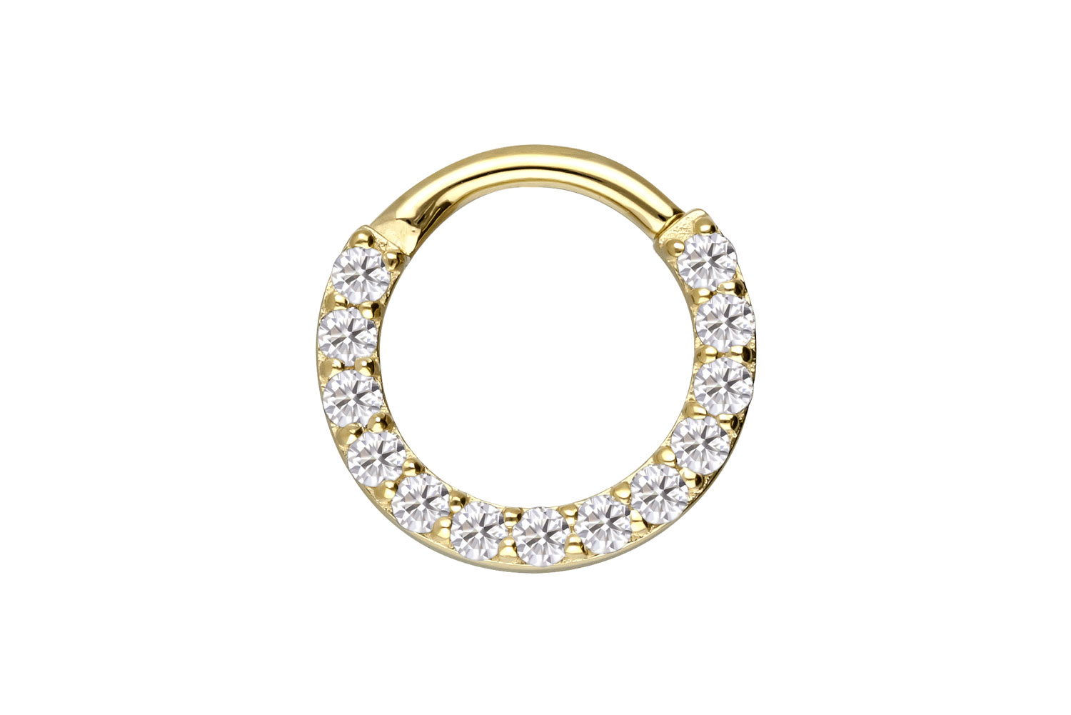 14/18 Karat Gold Segmentring Clicker EINGEFASSTE MOISSANITE
