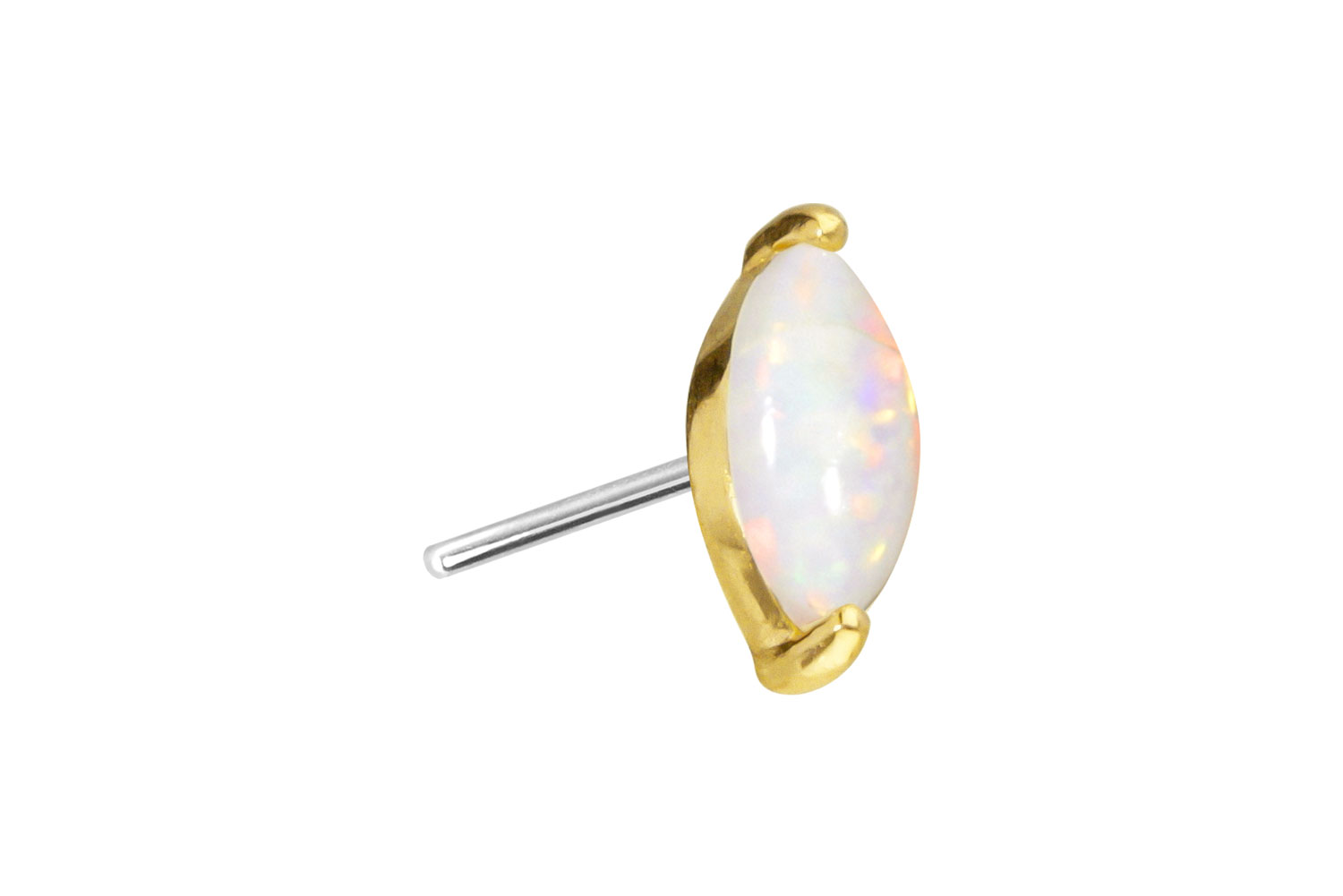 14 Karat Gold Aufsatz mit Titan Push Pin OVALER SYNTHETISCHER OPAL